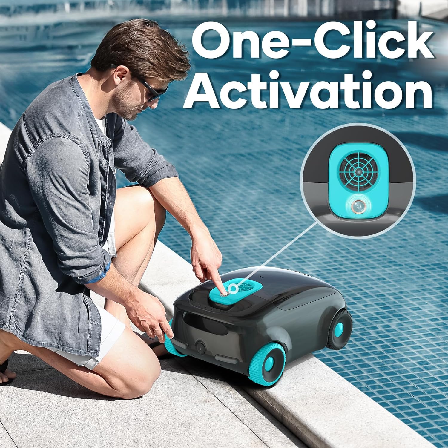 AIPER Scuba E1 Automatic Pool Cleaner, Robotic Pool Vacuum, Featuring Dual-Filtration, Lasts 130 Mins, Self-Parking, Suction Pool Cleaner for Above Ground/Flat Pools up to 1100 Sq.ft