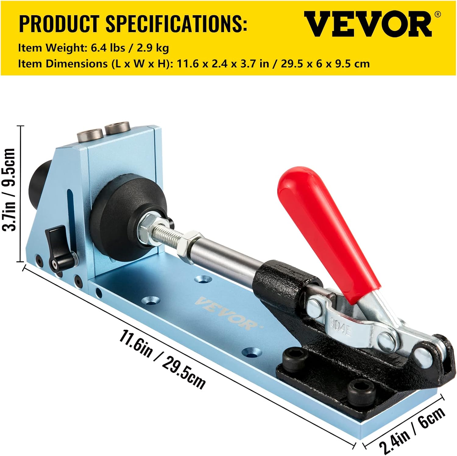 VEVOR Pocket Hole Jig Kit, Adjustable & Easy to Use Joinery Woodworking System, Aluminum Punch Locator, Wood Guides Joint Angle Tool w/Extension Rod Screws for DIY Carpentry Projects