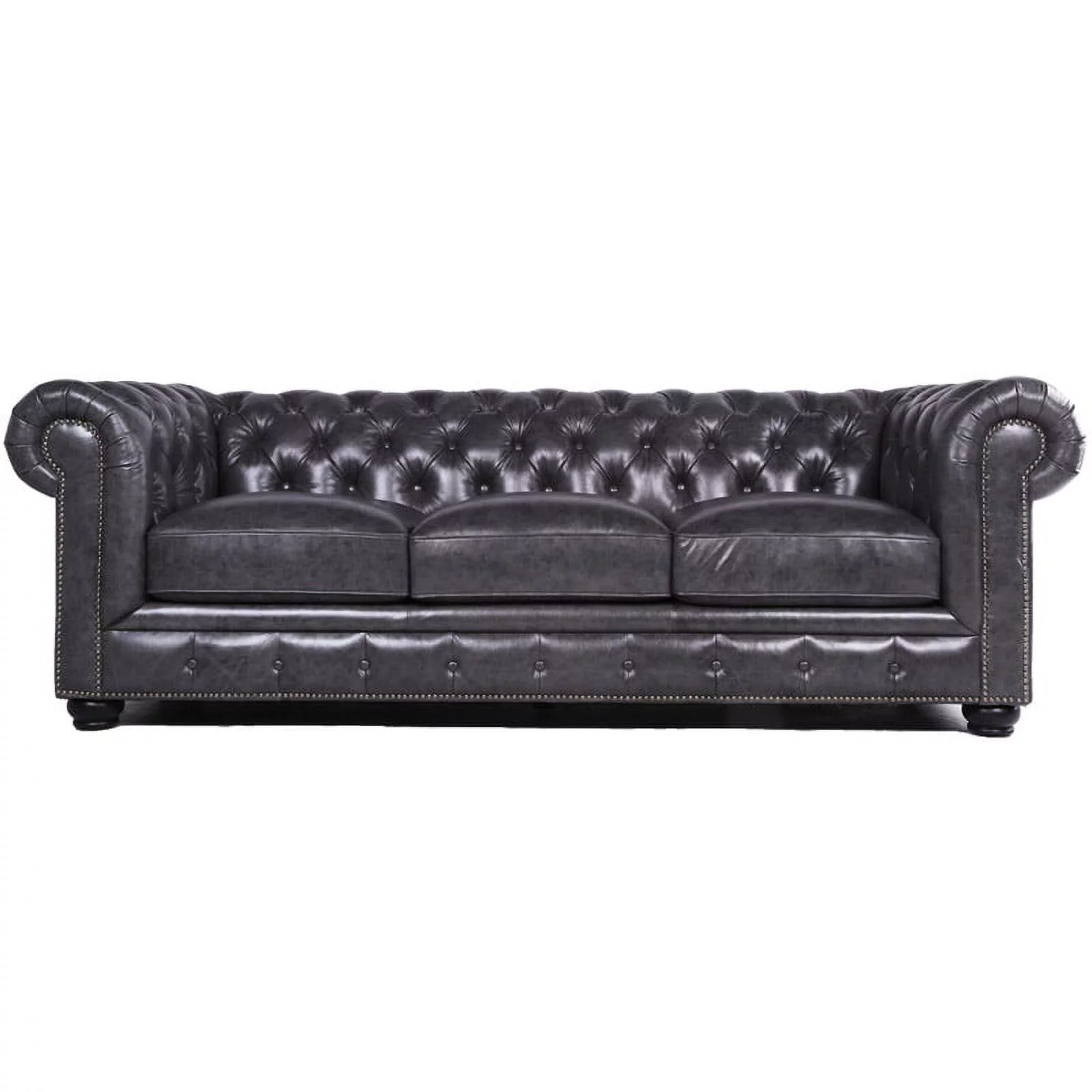 Brookfield Leather Chesterfield Sofa In Grey