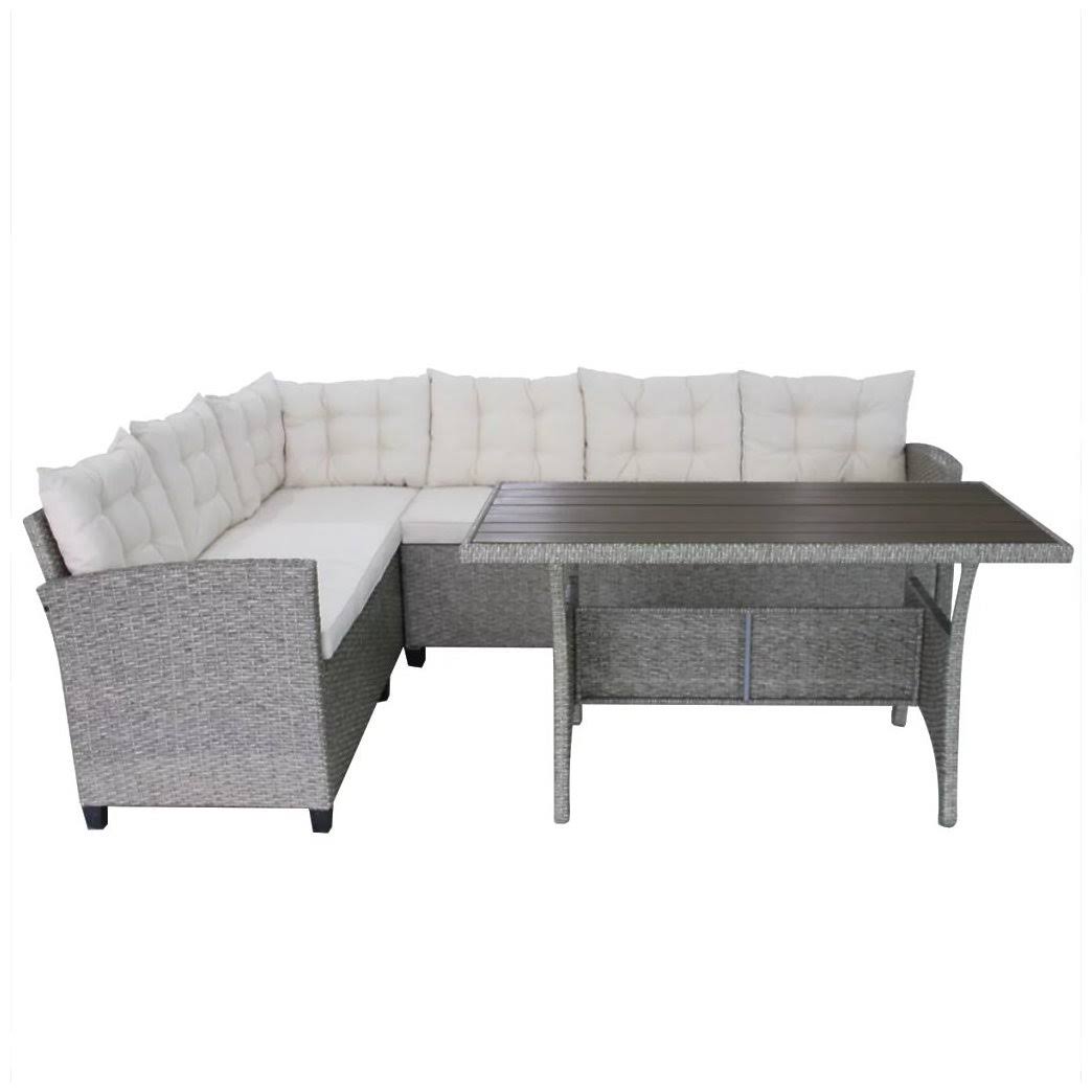 vidaXL Garden Corner Sofa Set 12 Piece Poly Rattan Wicker Gray Sunbed