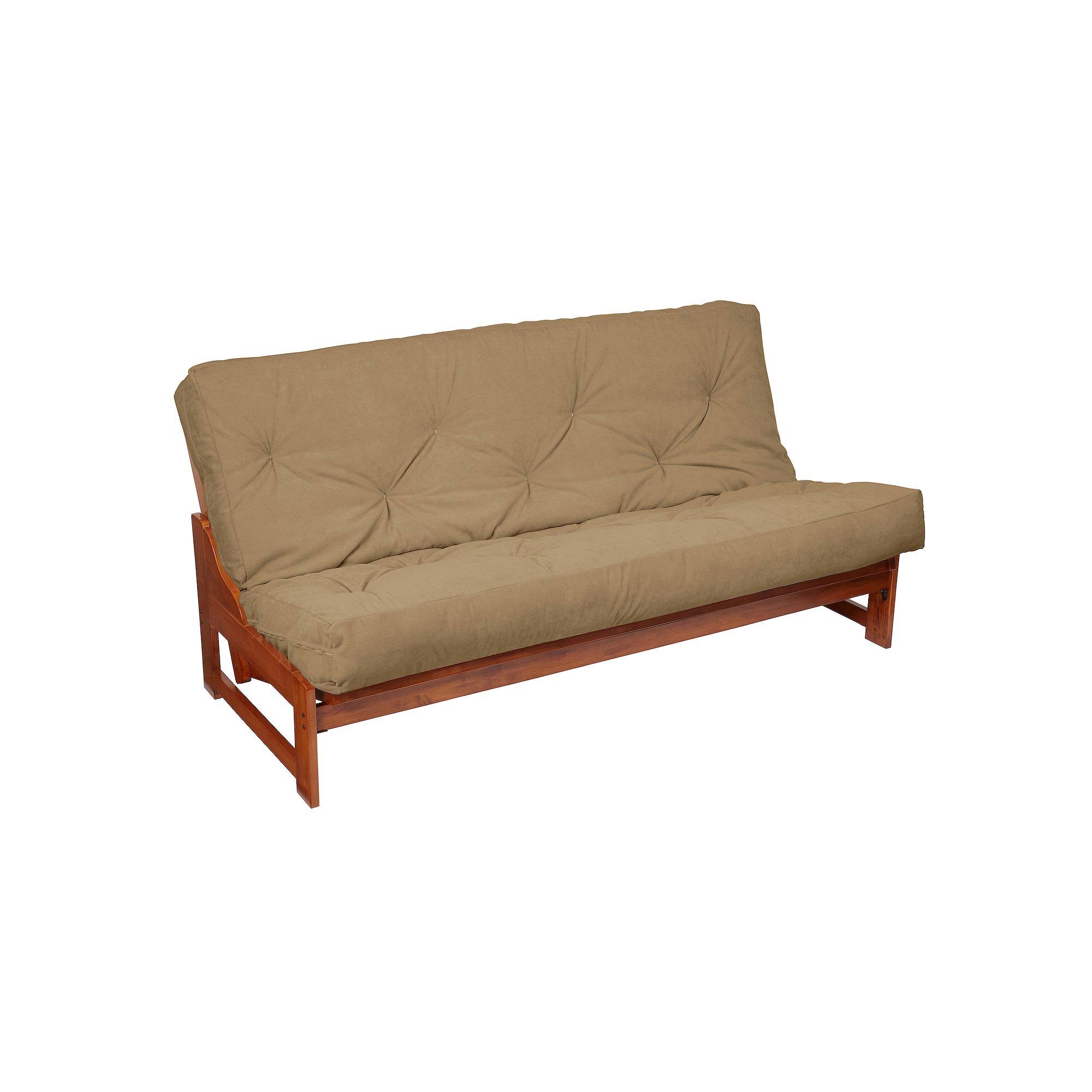 12-Inch Faux-Suede Futon Mattress, Size: Full, Beig/Green