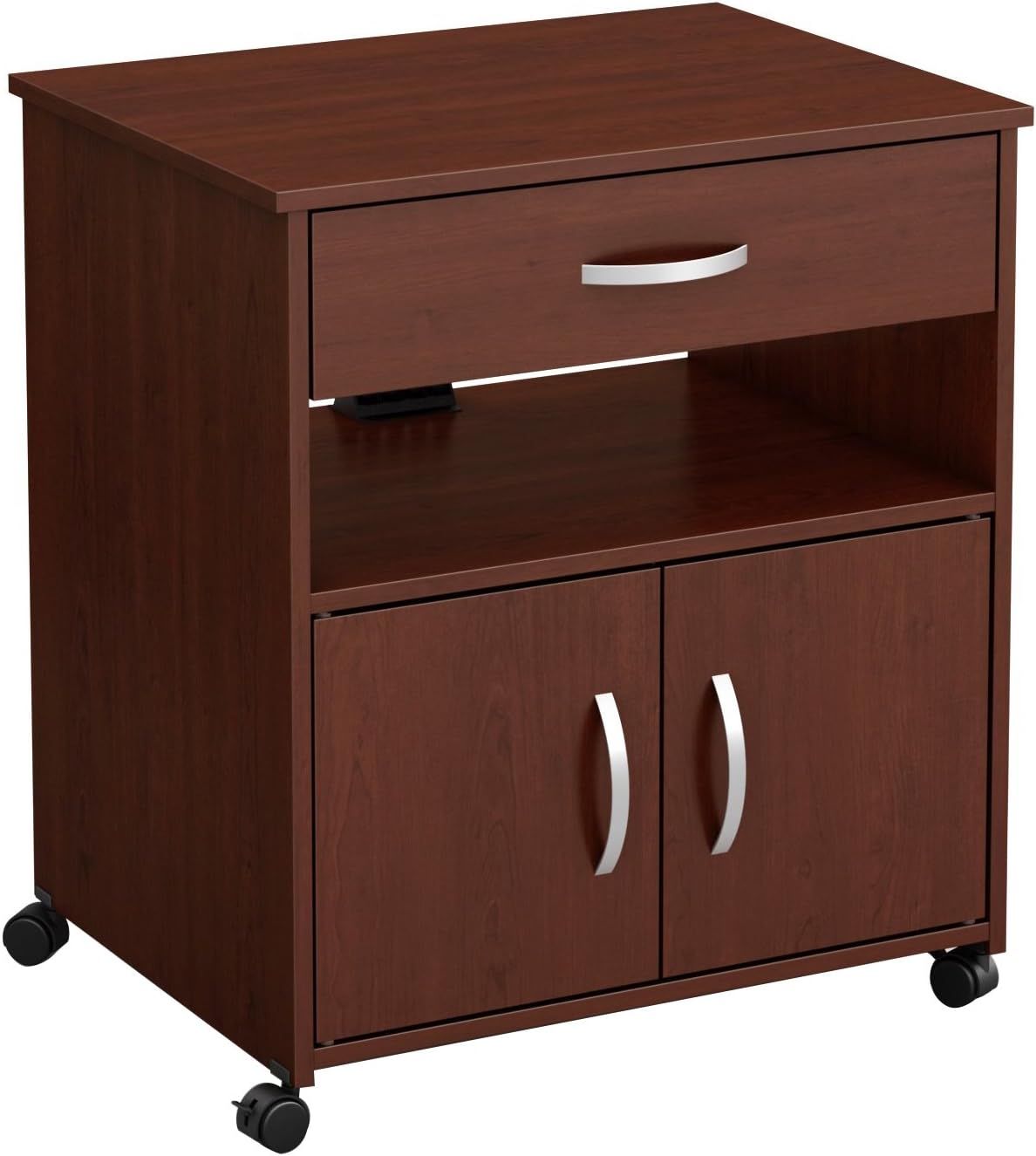 South Shore Axess Microwave Cart on Wheels-Royal Cherry