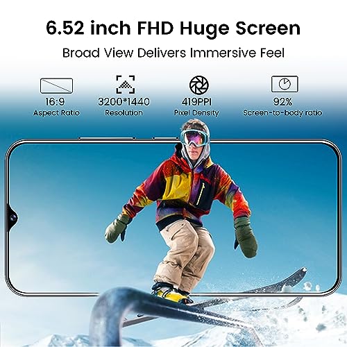 ExAchat M13Pro Unlocked Cell Phone, 6.7" HD Screen Unlocked Phones, 4+128GB Dual SIM Android 13 Smartphone with 128G Memory Card, Fingerprint Lock & Face ID, Long Battery Life