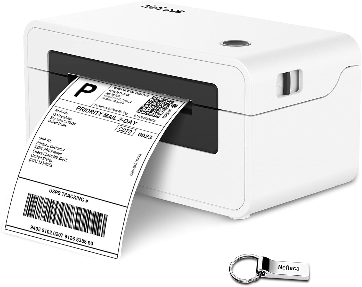 NefLaca Thermal Label Printer,4x6 High Speed USB Shipping Label Printer Commercial Direct Thermal Label Maker One Click Setup Compatible with Amazon, Ebay, Etsy, Shopify and FedEx (Black)
