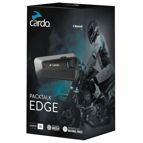 Cardo PACKTALK Edge Motorcycle Bluetooth Communication System Headset Intercom - Single Pack, Black