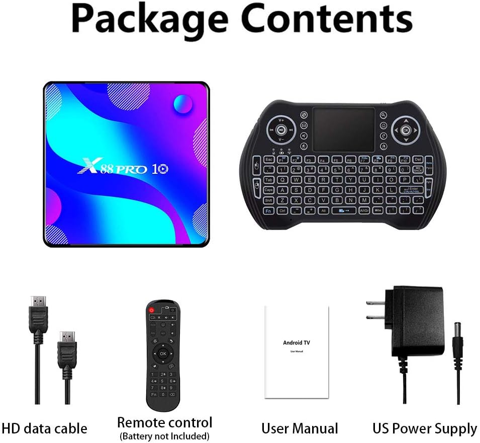 Android TV Box 11.0, Smart TV Box RK3318 2GB 16GB Support 2.4G 5.8G WiFi Bluetooth 4.1 with Mini Backlit Keyboard Ethernet LAN 3D 4K Video Android Box Set Top TV Box Pack of 2