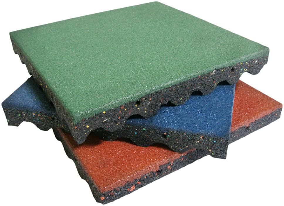 Rubber-Cal Eco-Safety Interlocking Playground Tiles - Black, 4 Pack, 19.5 x 19.5 x 2.5 in.