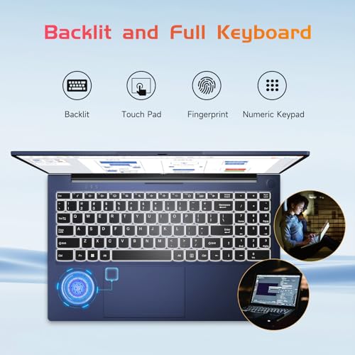 NIMO 15.6 IPS-FHD-Laptop, Intel Pentium 4 Cores N100 8GB RAM 128GB SSD Backlit Keyboard Fingerprint (Beat to i3-1115G4 Up to 3.4GHz) Computer for Student-Home WiFi 6 BT5.2 Win 11