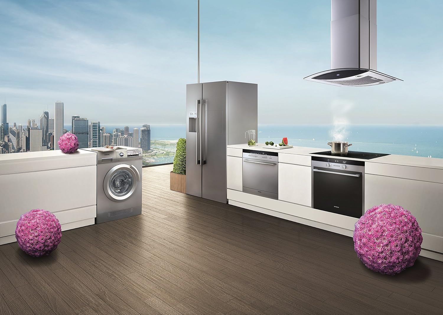Winflo 30 In. Convertible Stainless Steel Glass Island Range Hood with Mesh Filter and Touch Sensor Control