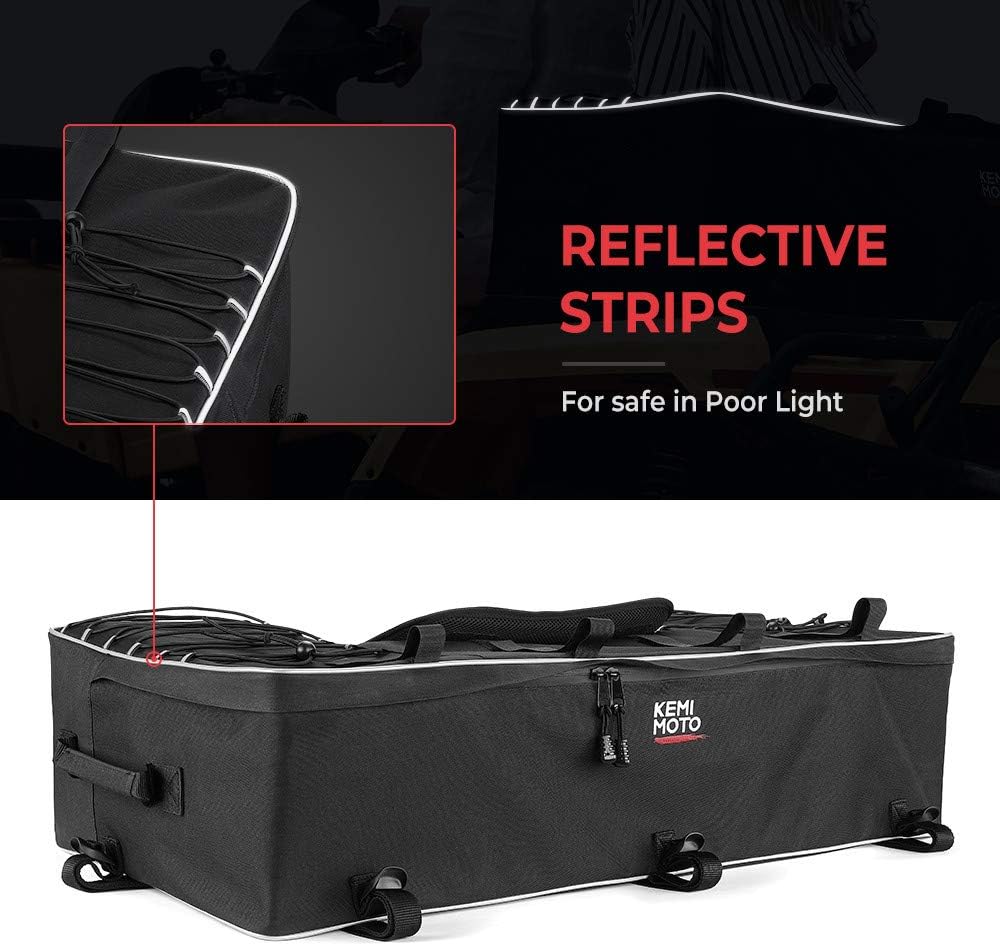 ATV Storage Bags, kemimoto ATV Seat Bag Water-Resistant w/Cushion Removable Built-In Frame, ATV Cargo Bag Large Four Wheeler Gear Bag