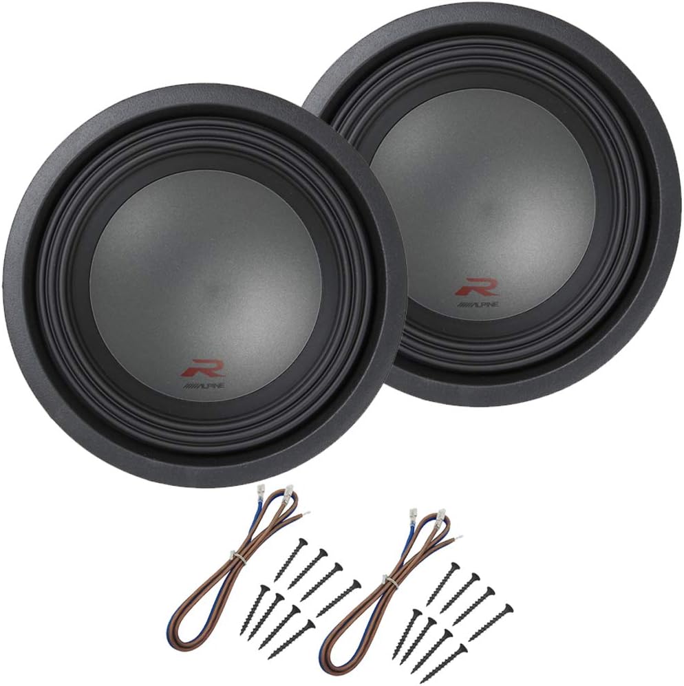 Alpine R-W10D4 Car Audio Type R Dual 4 Ohm 1500 Watt 10" Subwoofers with Sub Install Kit Package