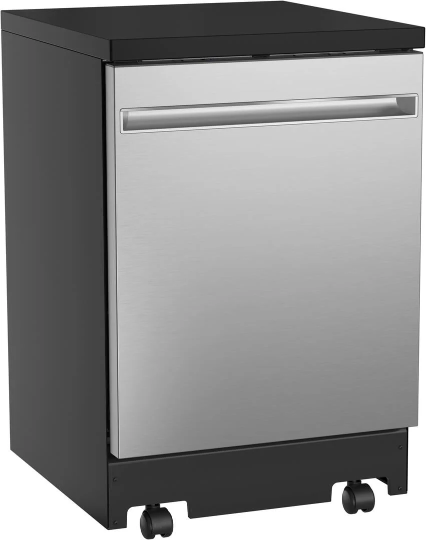 Ge Gpt225ssl 24 Wide 12 Place Setting Portable Top Control Dishwasher - Stainless Steel