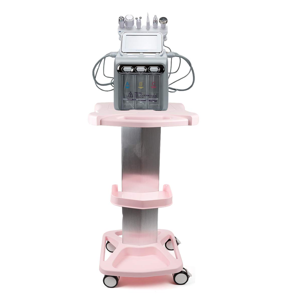 WUPYI Beauty Cart,Salon Roller Trolley Cart Stand Beauty Instrument Tray Rolling Cart with Wheel,Load 132lbs,Aluminum (Type 1) Pack of 2