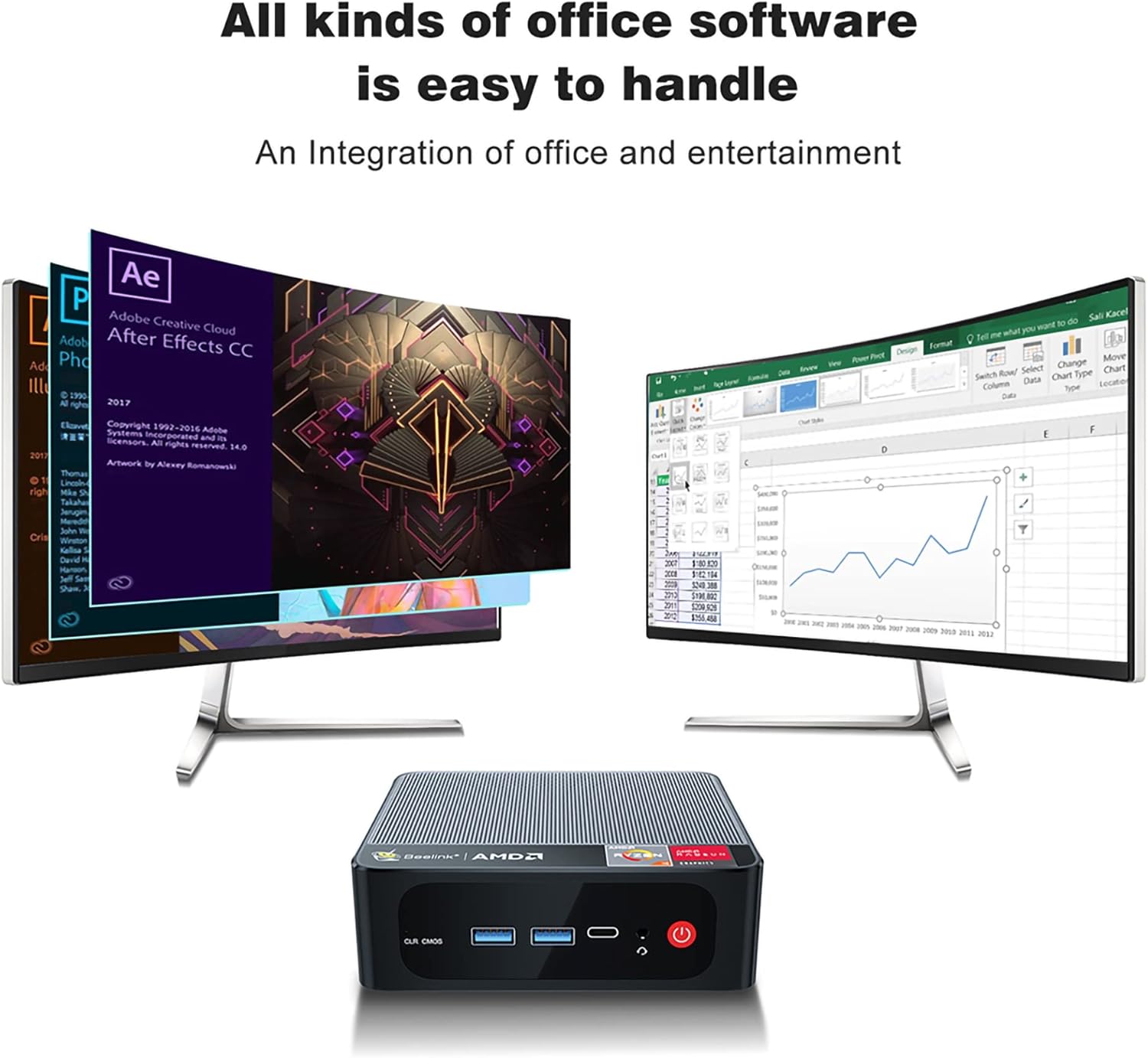 Beelink SER3 Versatile Mini PC Windows 11 Pro, AMD Ryzen 3 3200U(up to 3.5GHz) 2C/4T, Dual Channel RAM Up to 32GB, Radeon Vega 3 Graphics to Support 4K@60Hz Dual Display Support Win11(16GB/500GB)