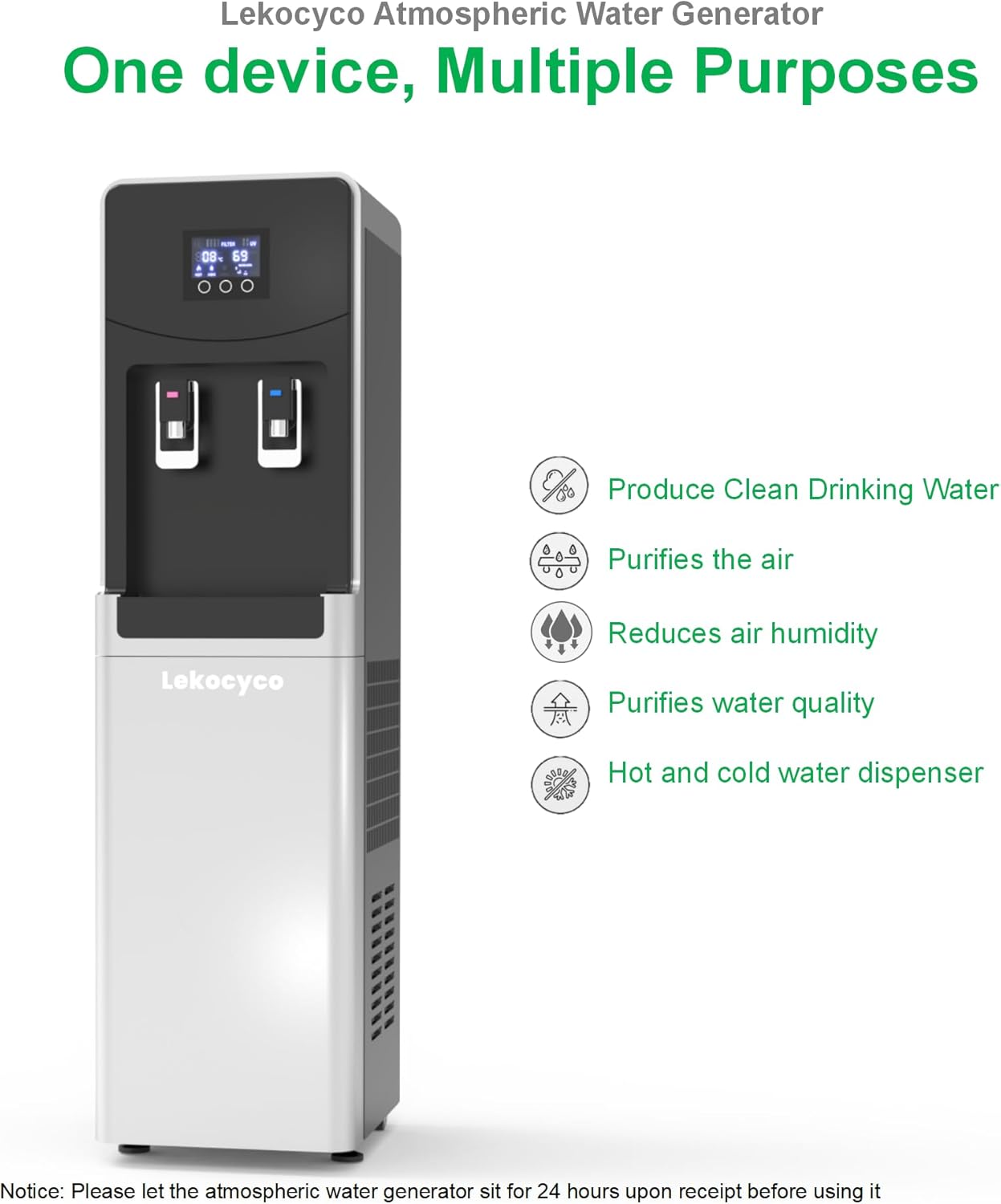 20L Atmospheric Water Generator,No Need to Connect The Pipe, Producing 20L(5.3Gallons) of Hot & Cold Pure Water Per Day, The Ideal AWG for Off-Grid Living
