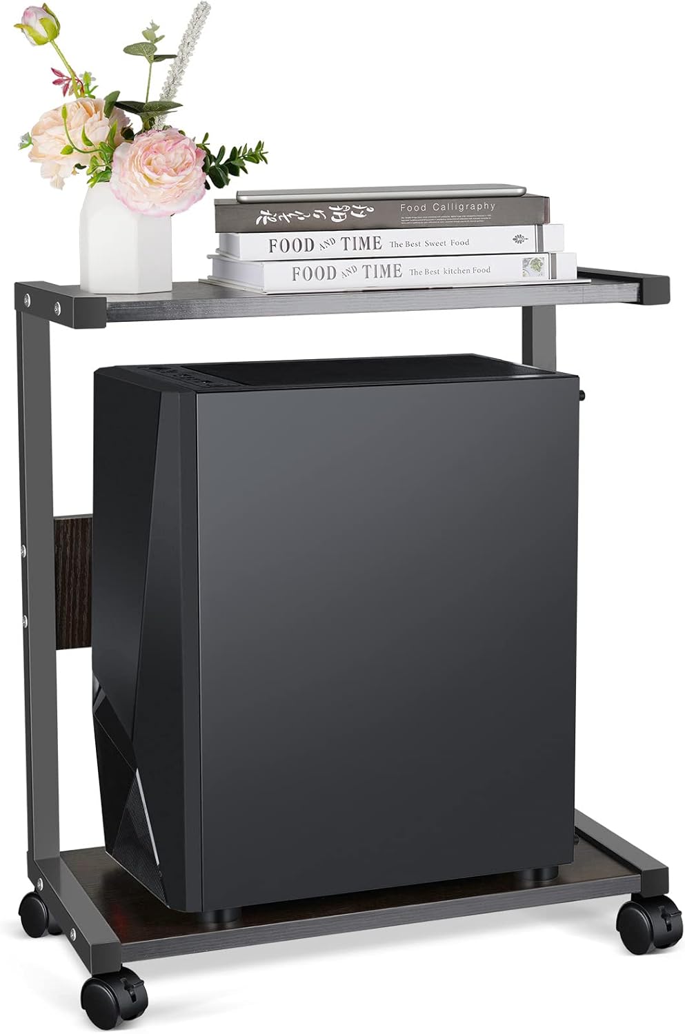 Bfttlity Computer Tower Stand, PC Stand 2-Tier Mobile CPU Stand with Locking Caster Wheels for Most Computer Tower, Gaming PC, Printer (Large)