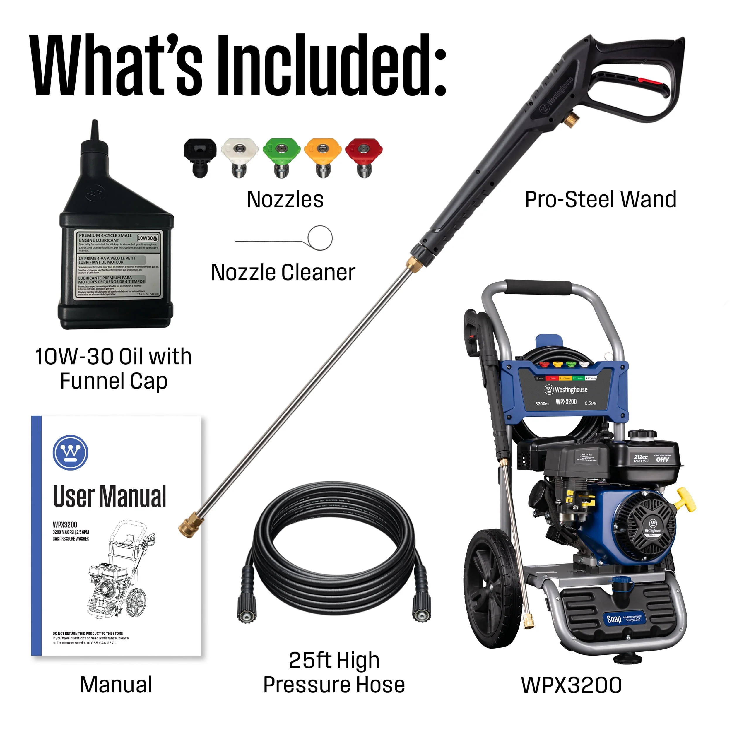 Westinghouse 2700-PSI, 2.3- GPM Gas Pressure Washer with 4 Nozzles & Soap Tank