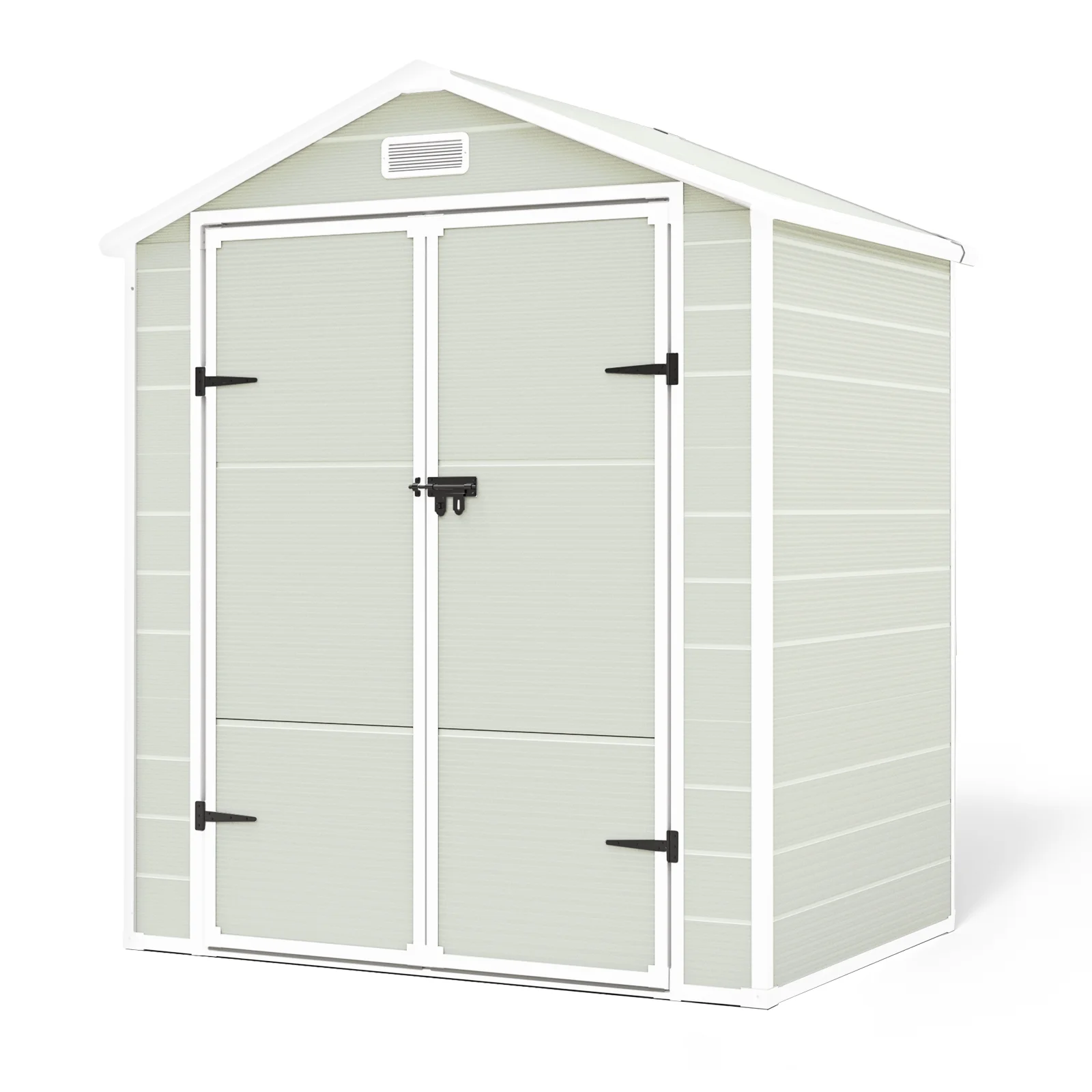 UDPATIO Outdoor Storage Shed 6x4.5 FT, Resin Outside Sheds & Outdoor Storage Plastic for Trash Can, Bike, Lawnmower, Generator, Tool Shed with Lockable Door for Backyard, Lawn, Patio, Sandstone