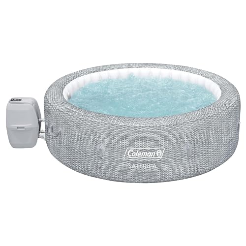 Bestway Coleman Sicily AirJet Large Round 5 to 7 Person Inflatable Hot Tub Portable Outdoor Spa with 180 AirJets and EnergySense Cover, Grey