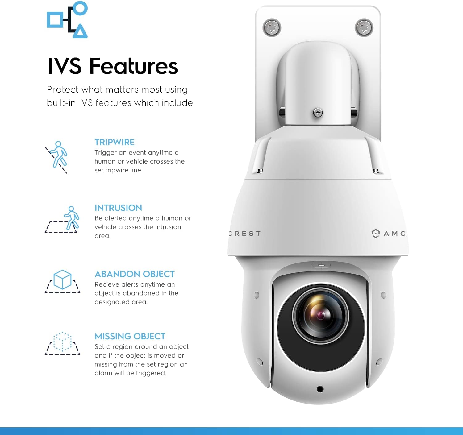 Amcrest 4MP Outdoor PTZ POE + AI IP Camera Pan Tilt Zoom (Optical 25x Motorized) Security Speed Dome, People and Vehicle Detection AI, Face Detection, 328ft Night Vision POE+ (802.3at) IP4M-1063EW-AI