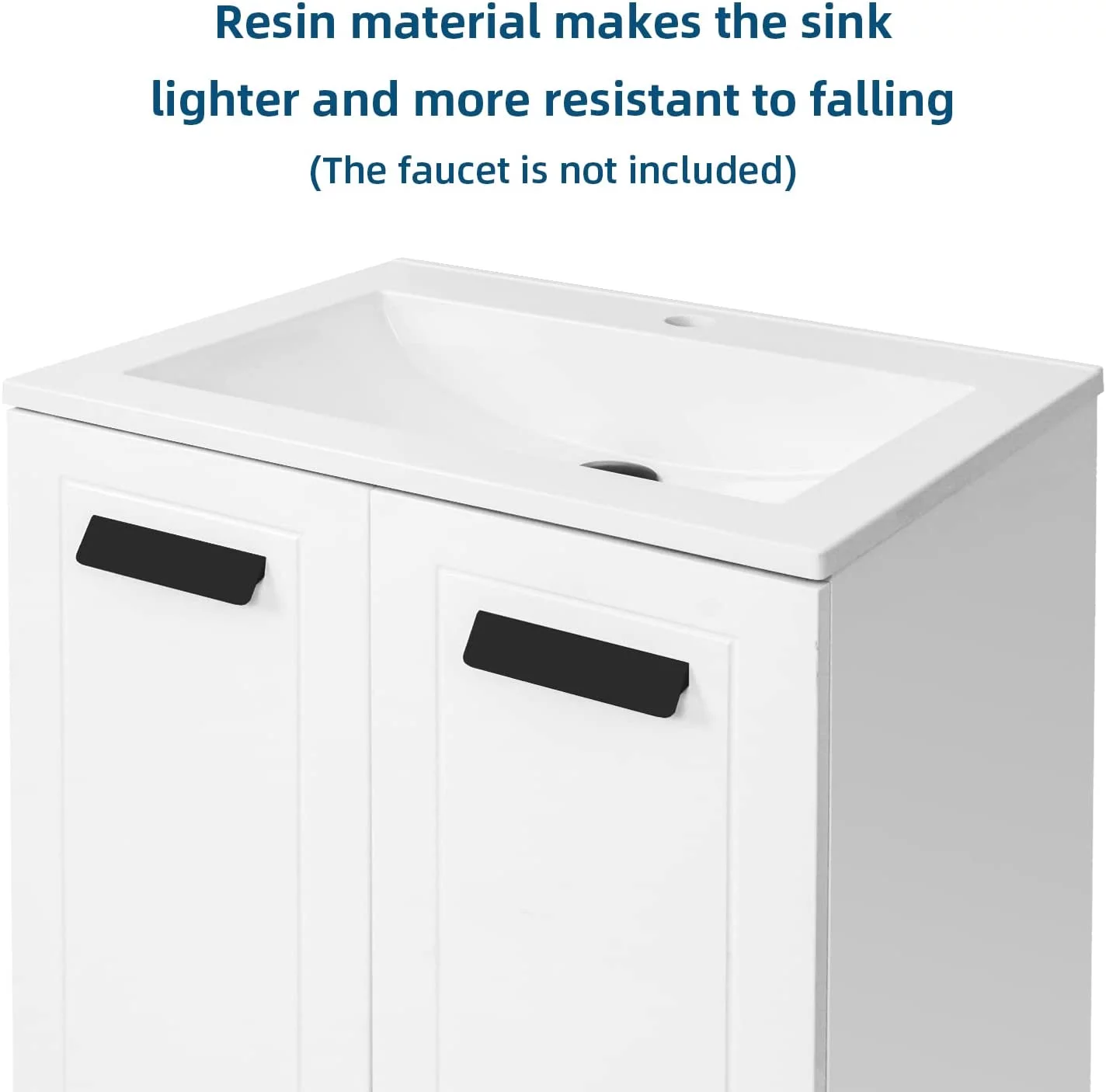 FULLWATT 24 inch Modern Stand Pedestal Wooden Bathroom Cabinet with Undermount Sink Combo