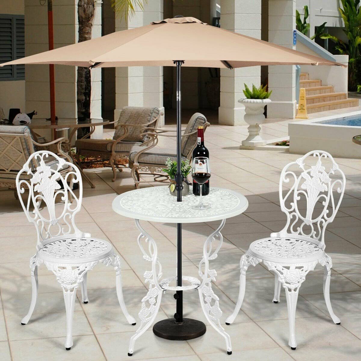 3 Pcs Patio Table Chairs Furniture Bistro Set
