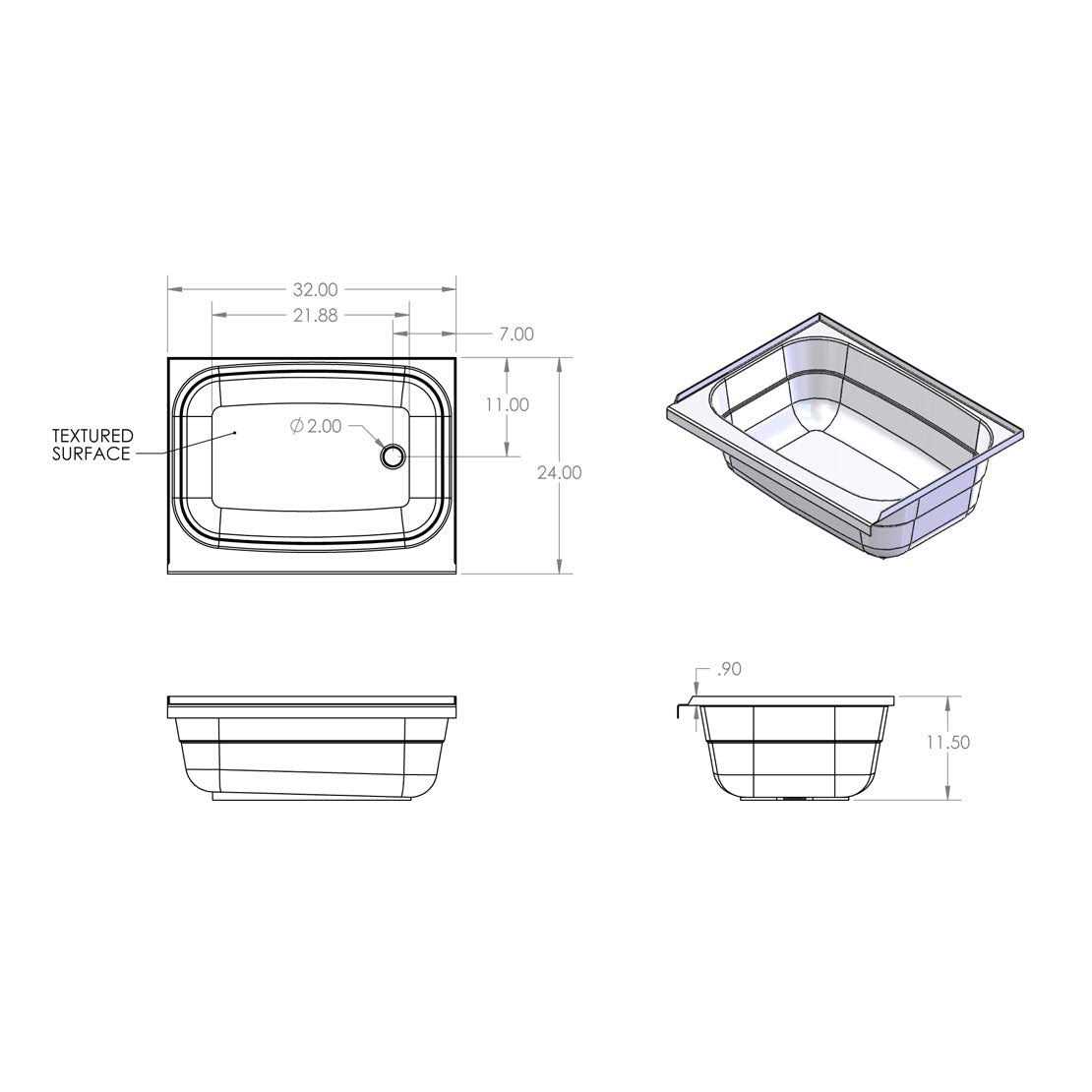 Specialty Recreation Tub 24 X 32 Rh White BT2432WR - Shop Hardware Tools Online Store