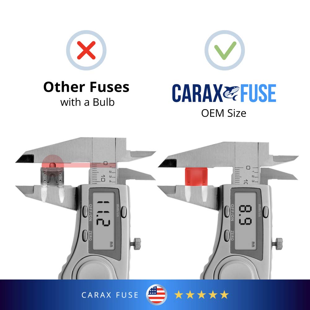 CARAX Glow Fuse – Premium Fuse Mini Blade – 100 pcs. Assortment Kit – Glow When Blown LED Automotive Fuse – Smart Auto Glow Fuse Easy Identification – Mix 100 pcs.