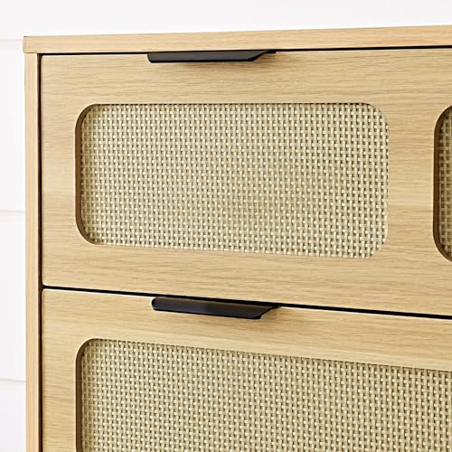 Garteder Modern Rattan Storage Cabinet with Wide Drawers and Metal Handles, Farmhouse Wooden Storage Chest of 3 Drawers for Dining Room, Living Room, Hallway, Entryway
