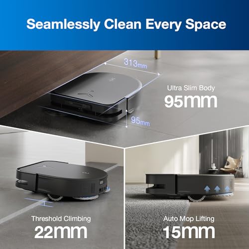 ECOVACS DEEBOT T30S Robot Vacuum and Mop, 11000Pa, ZeroTangle Technology, TruEdge Adaptive Edge Mopping, Hot Water Mop Washing, Self-Emptying, Self Refilling, Auto-Mop Lifting, Obstacle Avoidance