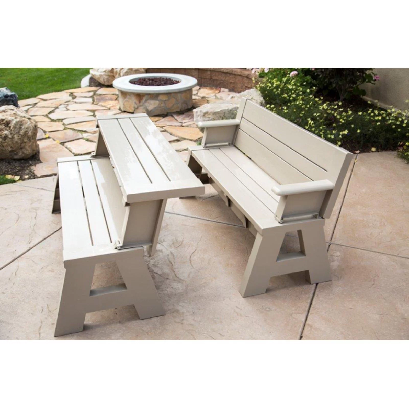 Convert a Bench Folding Picnic Table Bench, Tan
