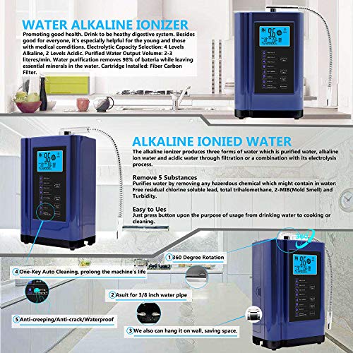 Alkaline Water Ionizer, Up to -500mV ORP, PH 3.5-10.5 Water Purifier Machine, Home Alkaline Water Filter with 7 Water Settings, 6000 Liters Per Filter,Auto-Cleaning,Intelligent Voice