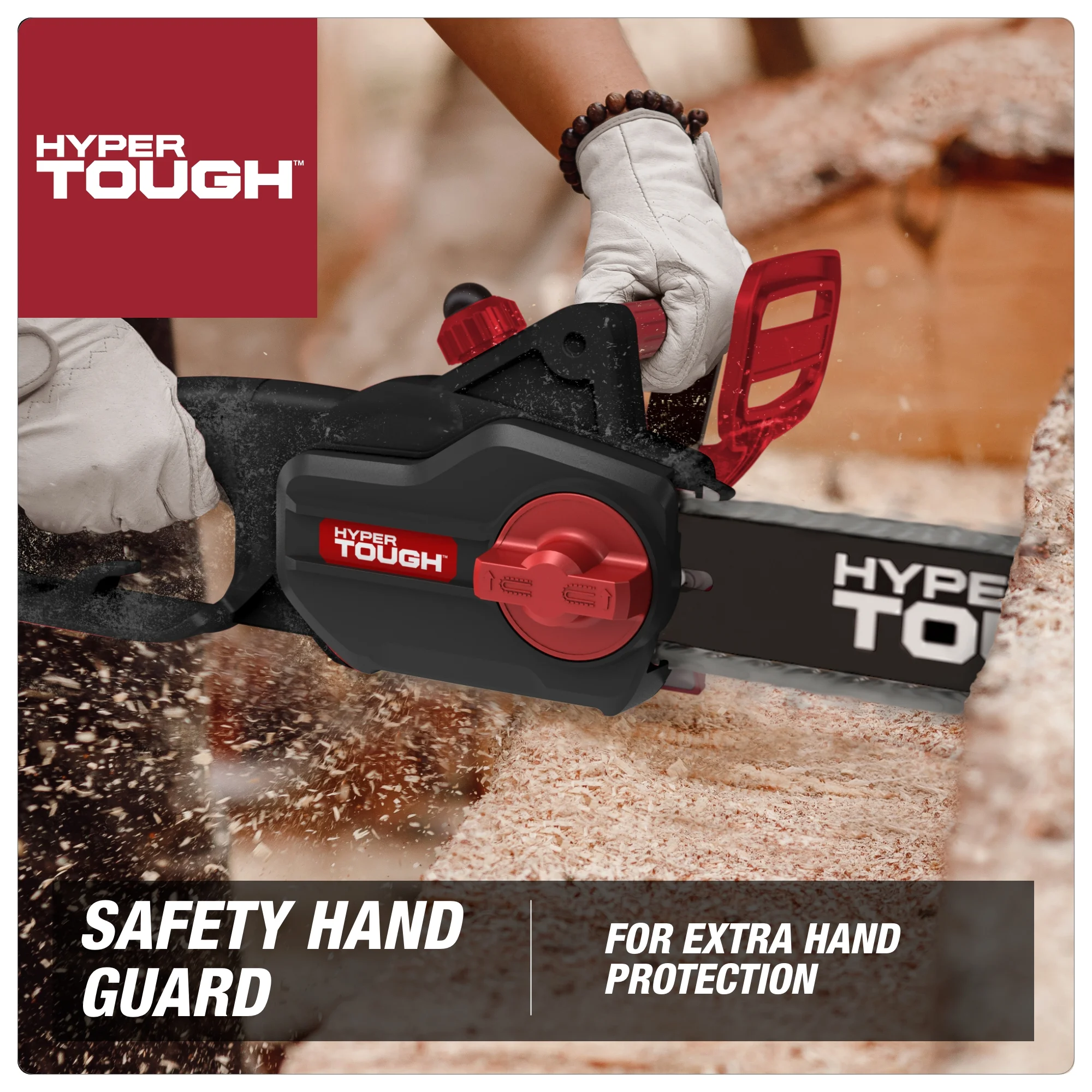 Hyper Tough 16-Inch Electric Chainsaw, 15-Amp Motor with Automatic Oiler, Tool-less Chain Tension, Metal Bucking Spikes included
