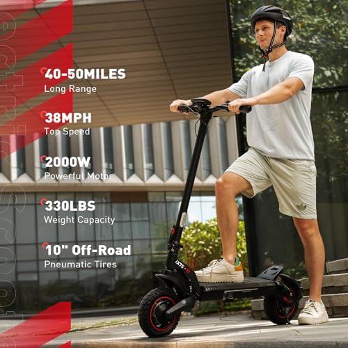 iScooter Electric Scooter Adults, 28/38 MPH Top Speed & 40/50 Miles Long Range Escooter, 10/11" Offroad Pneumatic Tire Scooters for Adults with Cruise Control, Dual Suspensions, Foldable E-Scooter
