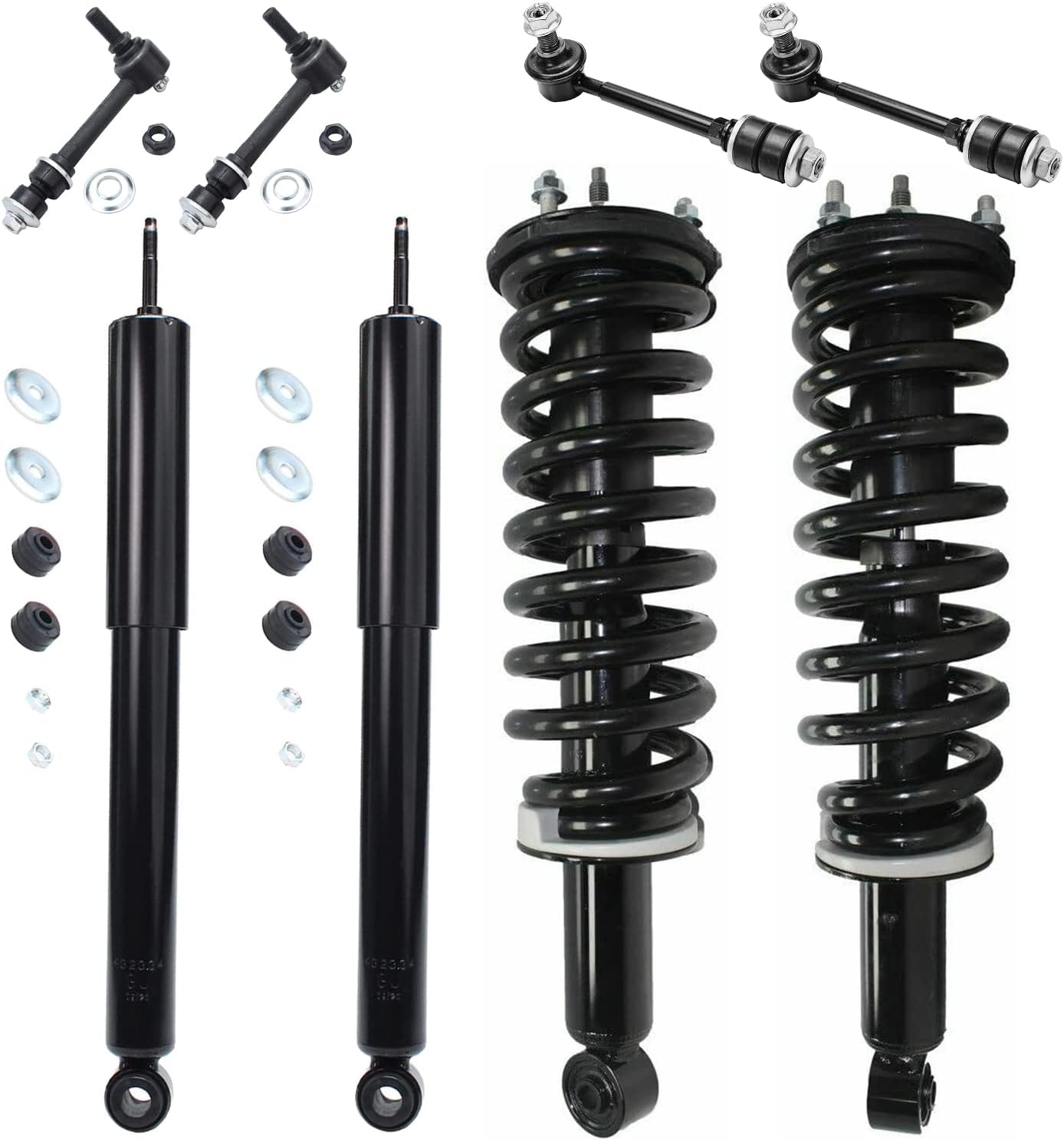 Detroit Axle - Front Complete Struts + Rear Shock Absorbers w/(4) Sway Bar Links - 8pc Suspension Kit - V6 4x4 Models - Check Vehicle Filter