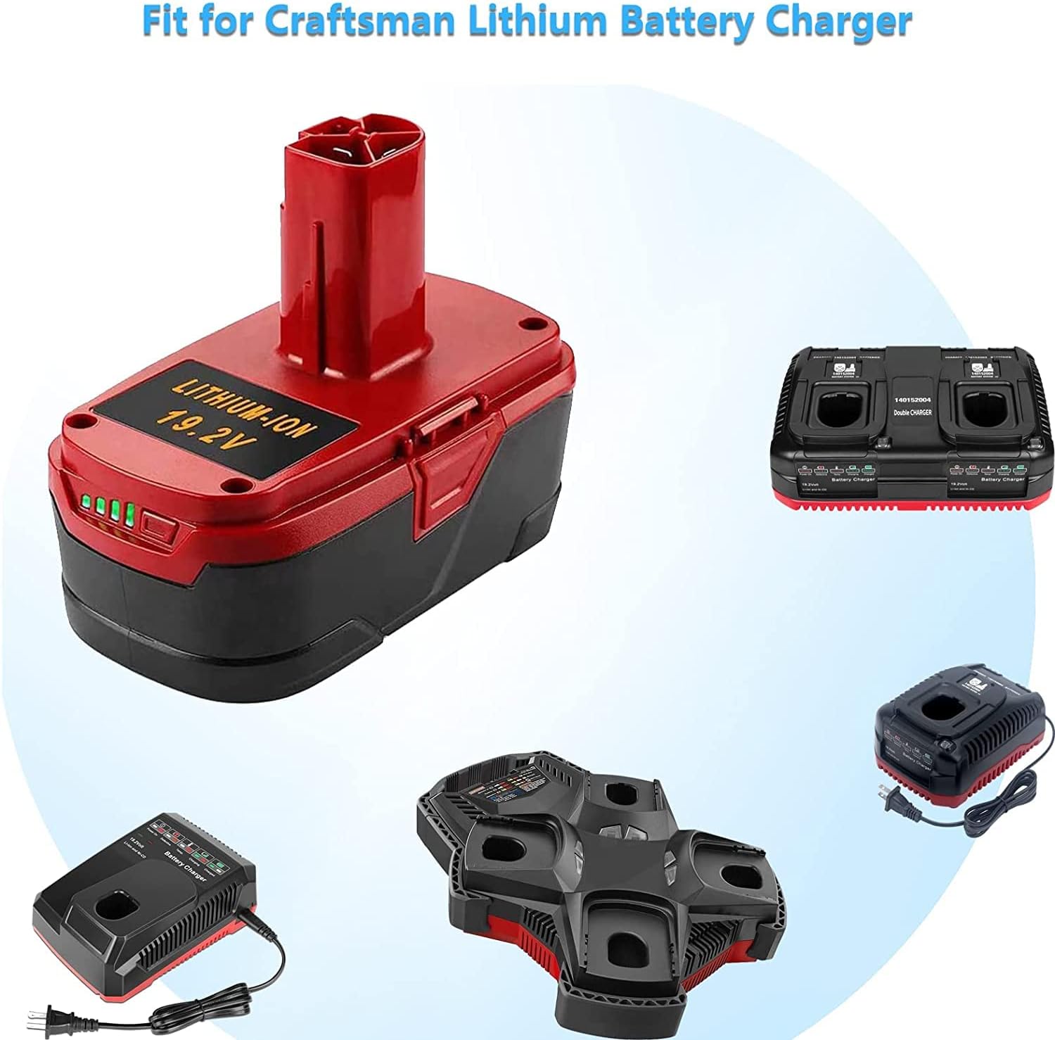 Geelink 2Pack 19.2 Volt 6.0Ah Lithium ion Battery Replacement for Craftsman DieHard C3 XCP 130279005 11375 1323903 130211004 11045 315.113753 315.115410 315.11485 315.pp2011 315.pp2020 11376 Pack of 2