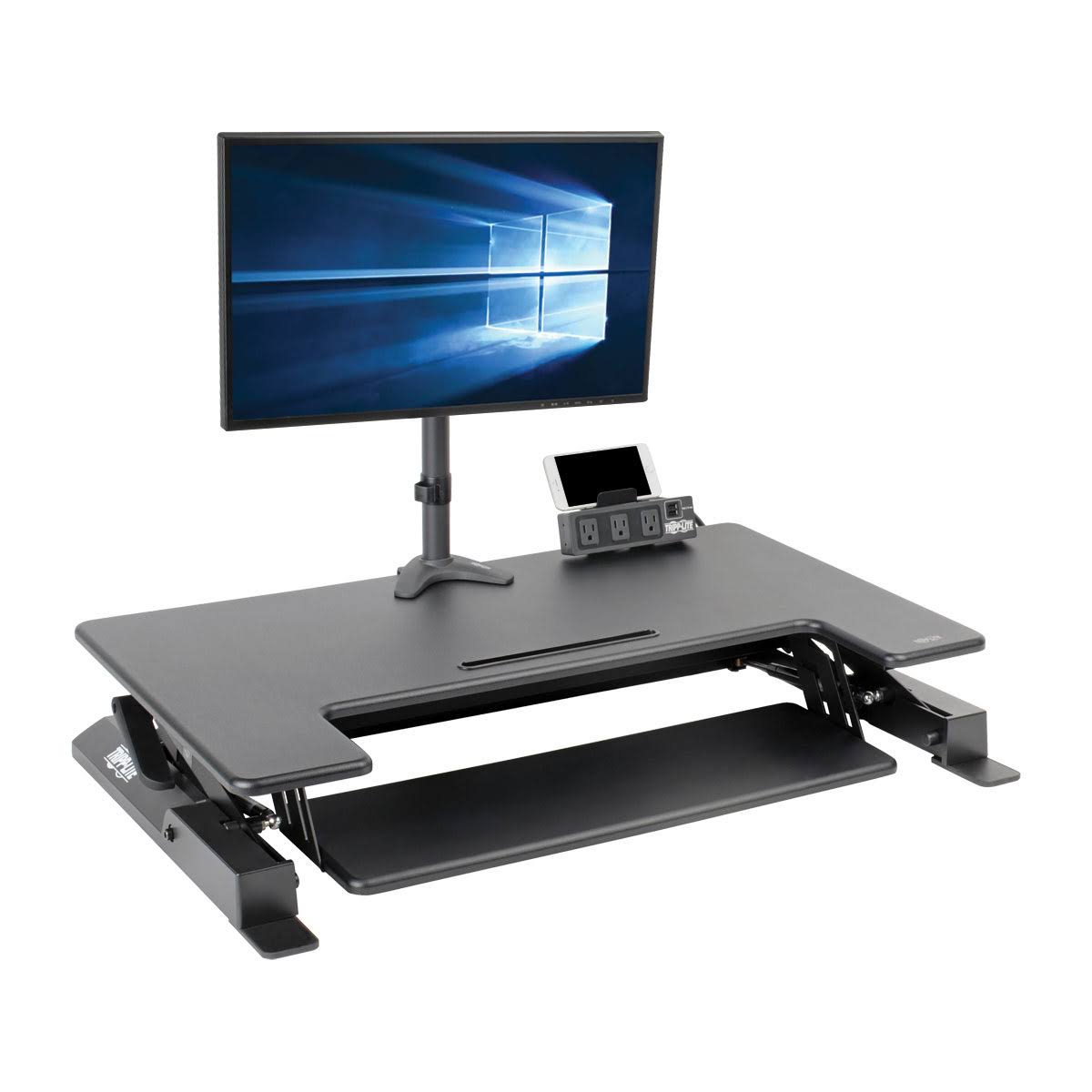 Tripp Lite Sit Stand Desktop Workstation Adjustable Standing Desk 36x22 in. - Standing desk converter - rectangular with contour