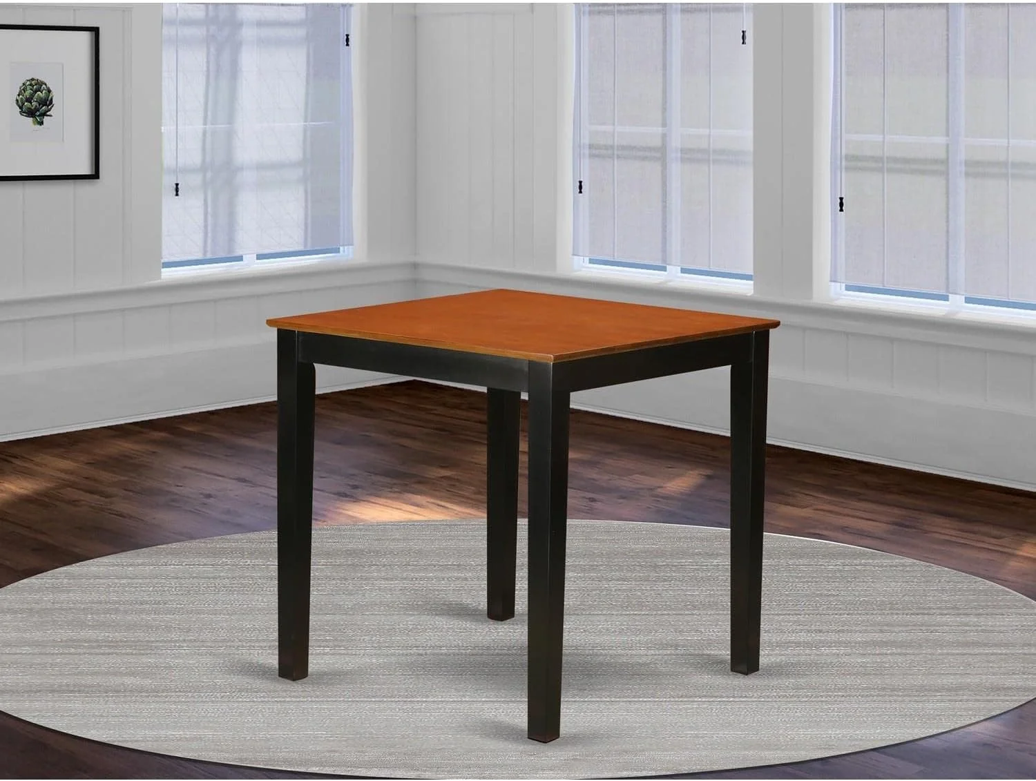 Square Counter Height Dining Table For Small Spaces, 36", Black & Cherry