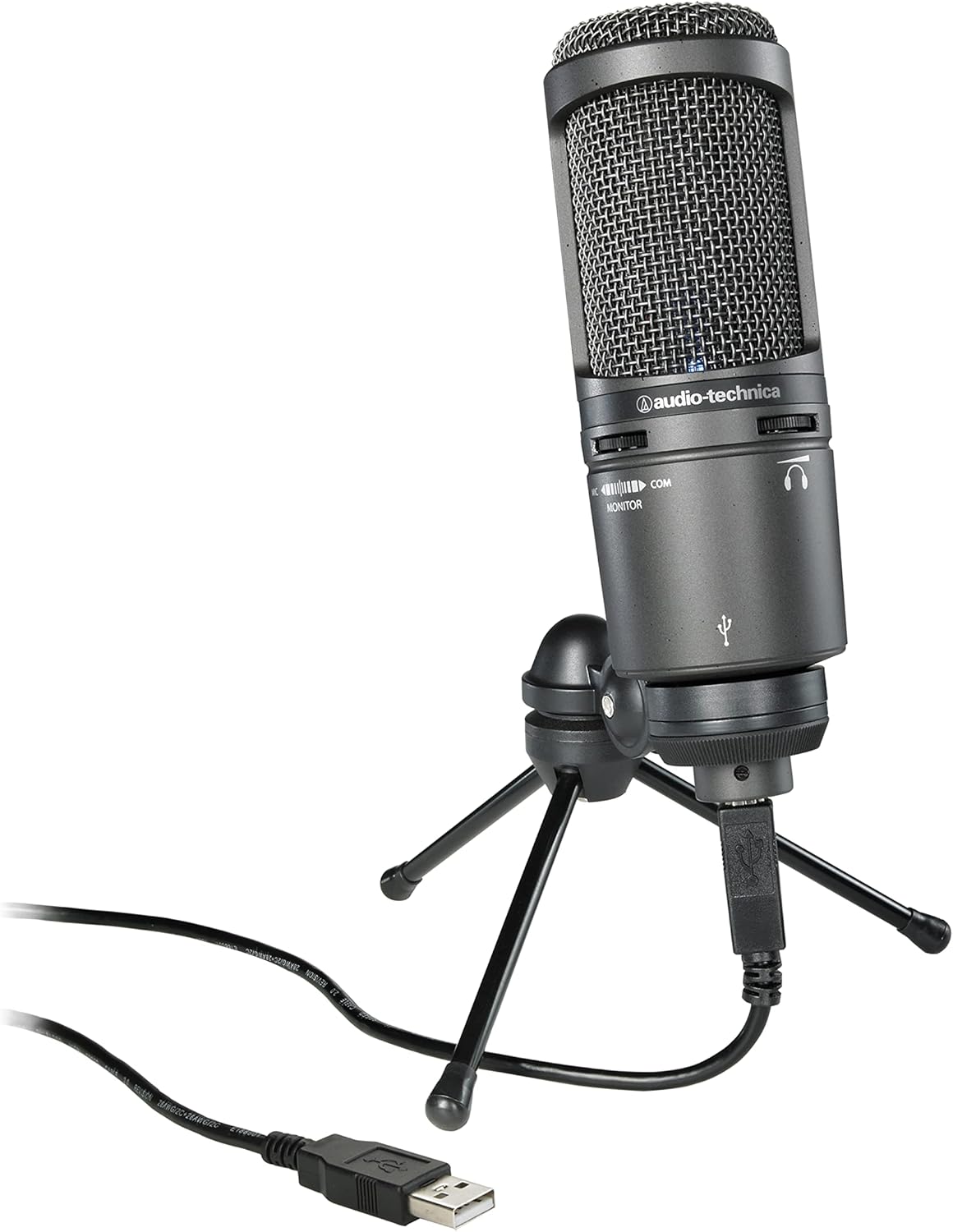 Audio-Technica AT2020USB+ Cardioid Condenser USB Microphone, With Built-In Headphone Jack & Volume Control, Perfect for Content Creators (Black)