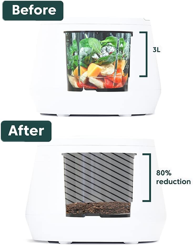 Lomi Electric Kitchen Composter Bundle (90 Cycles), 3L, World’s First Smart Waste Home Food Upcycler, Single Button Operate, Indoor Compost