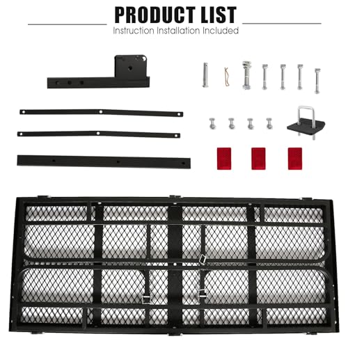 Hitch Cargo Rack, 60 x 24 x 14 Inch Folding Hitch Mount Cargo Carrier with High Side Rails for Trailer RV Truck SUV Van, 500 lbs. Capacity, 2" Receiver