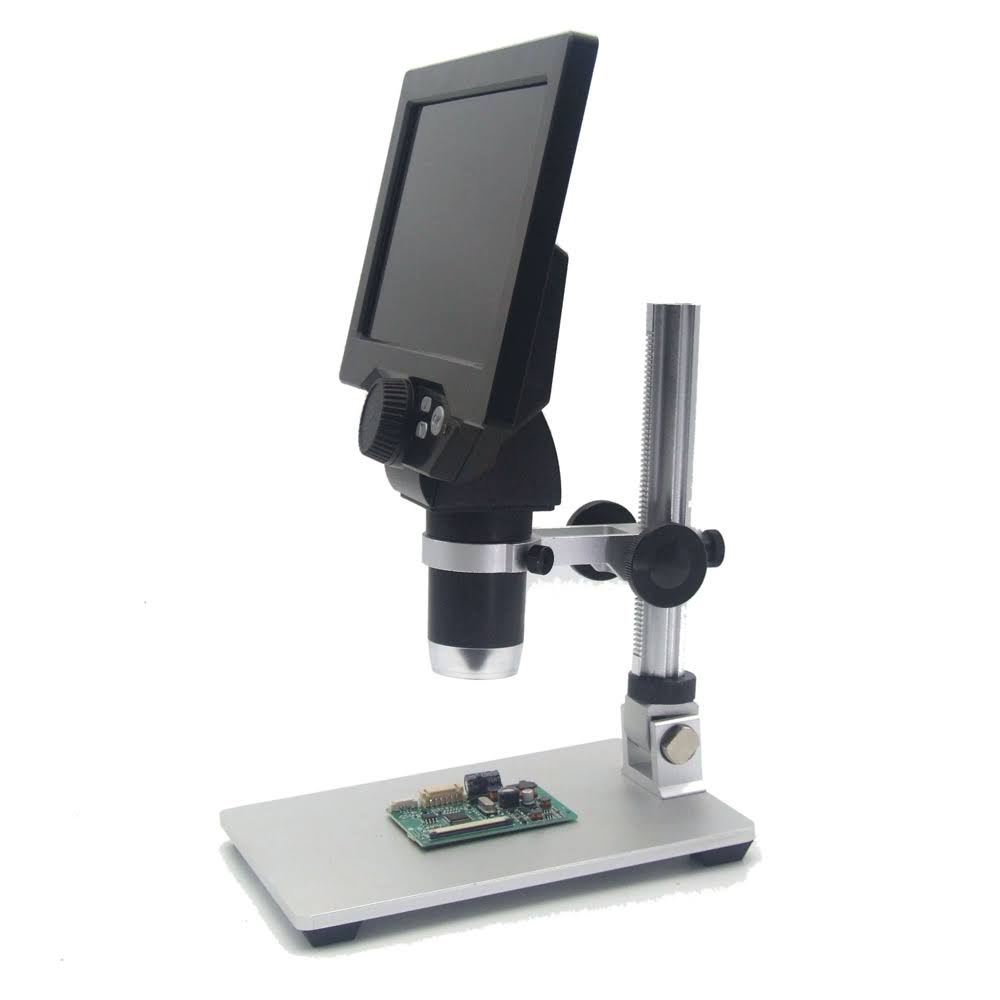 G1200 Digital Microscope 7 inch Large Color Screen Large Base LCD Display Continuous Amplification Magnifier with Alu US Plug 1