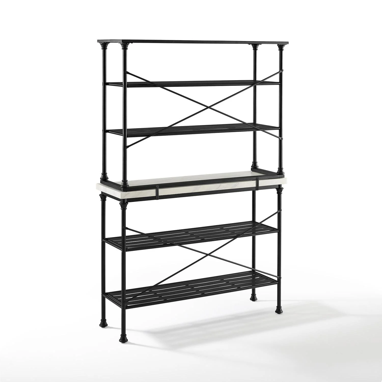 HomeStock Retro Renaissance Baker's Rack Matte Black - Console & Hutch