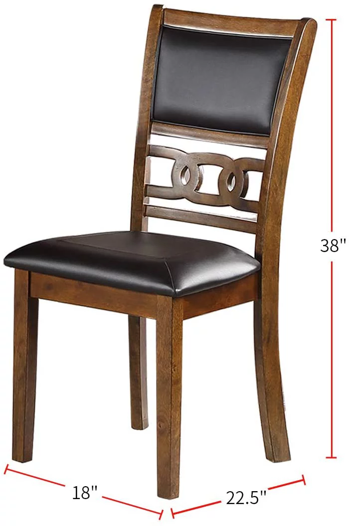 Set of 2 Chairs in Walnut Color Dining Room Furniture Dining Chairs Unique Design Rubberwood PU Foam Cushion Seat Side Chairs