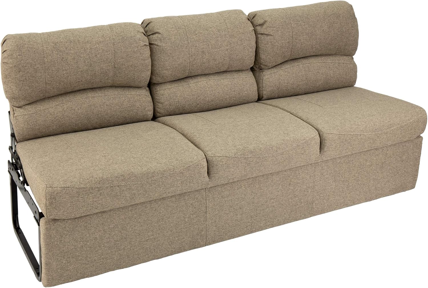 RecPro 62" RV Jackknife Sleeper Sofa with Drop-Down Console | Cloth Fabric | 2 Colors to Choose from | Furniture for RV and Camper (Fossil Cloth)
