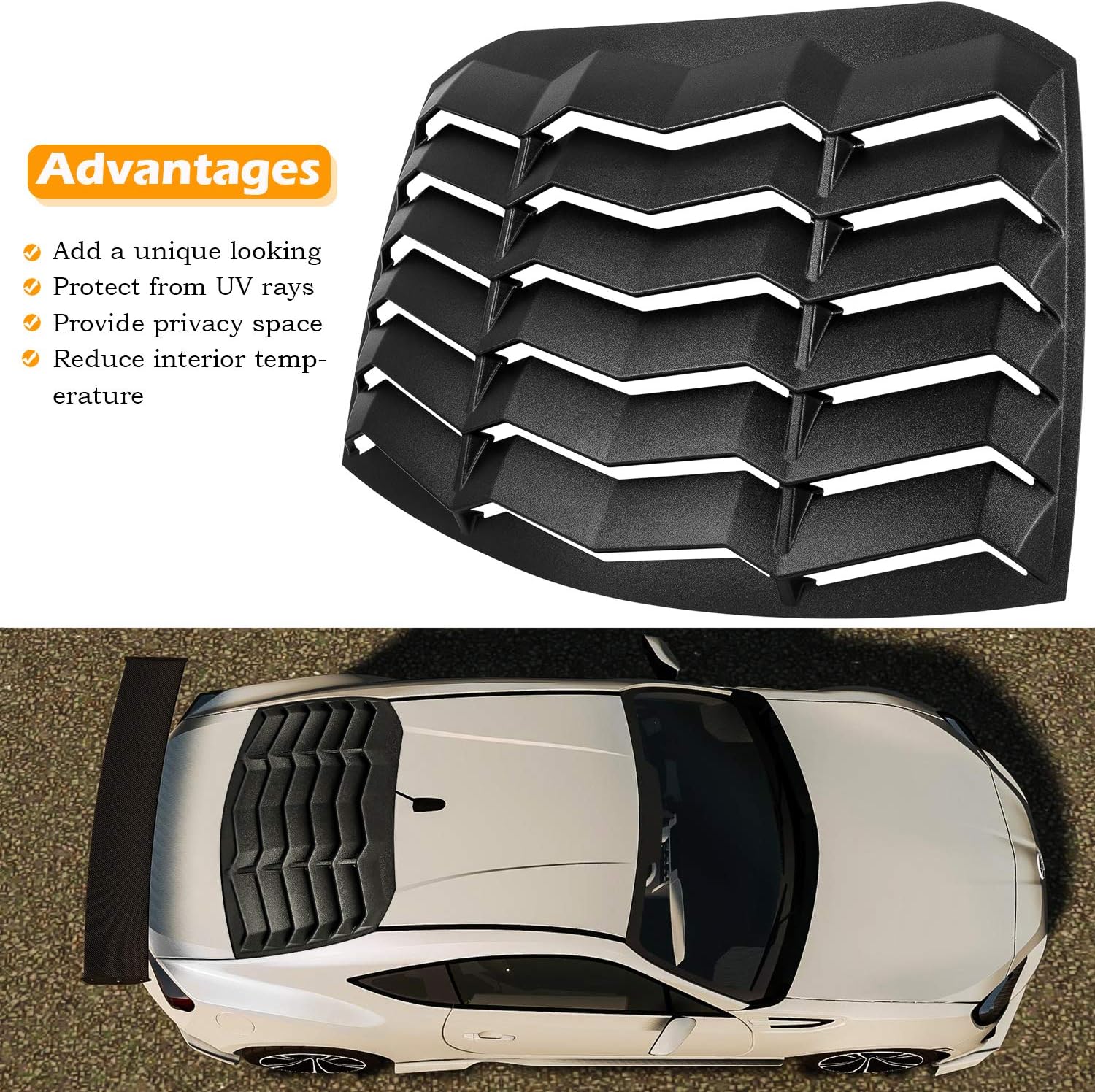 Yoursme Rear Window Louver Fits for Subaru BRZ Scion FR-S Toyota GT86 2013 2014 2015 2016 2017 2018 2019 2020 in GT Lambo Style Fit All Weather ABS (Matte Black)