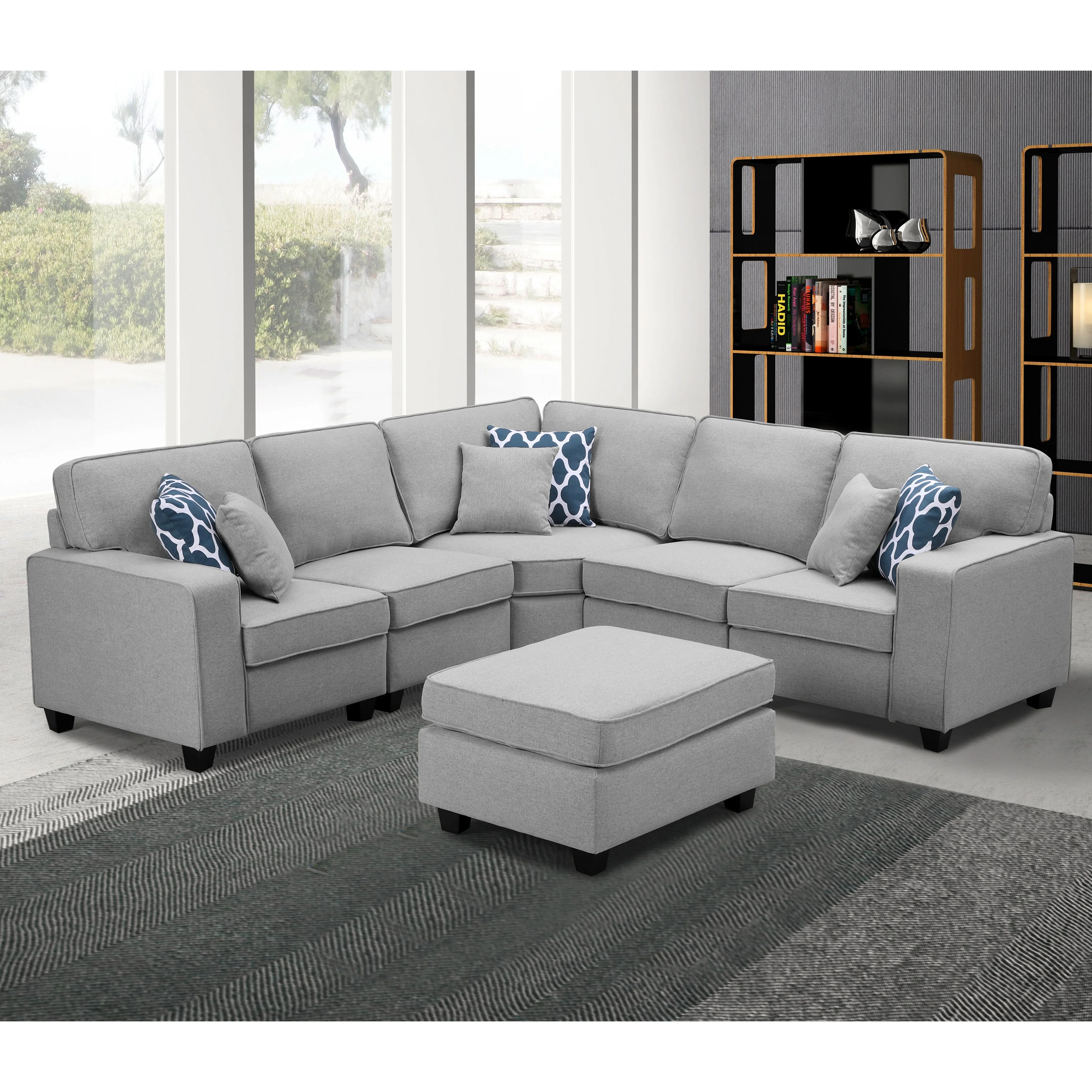 Copper Grove  Marsan 6-piece Light Grey Linen Modular Sectional Sofa
