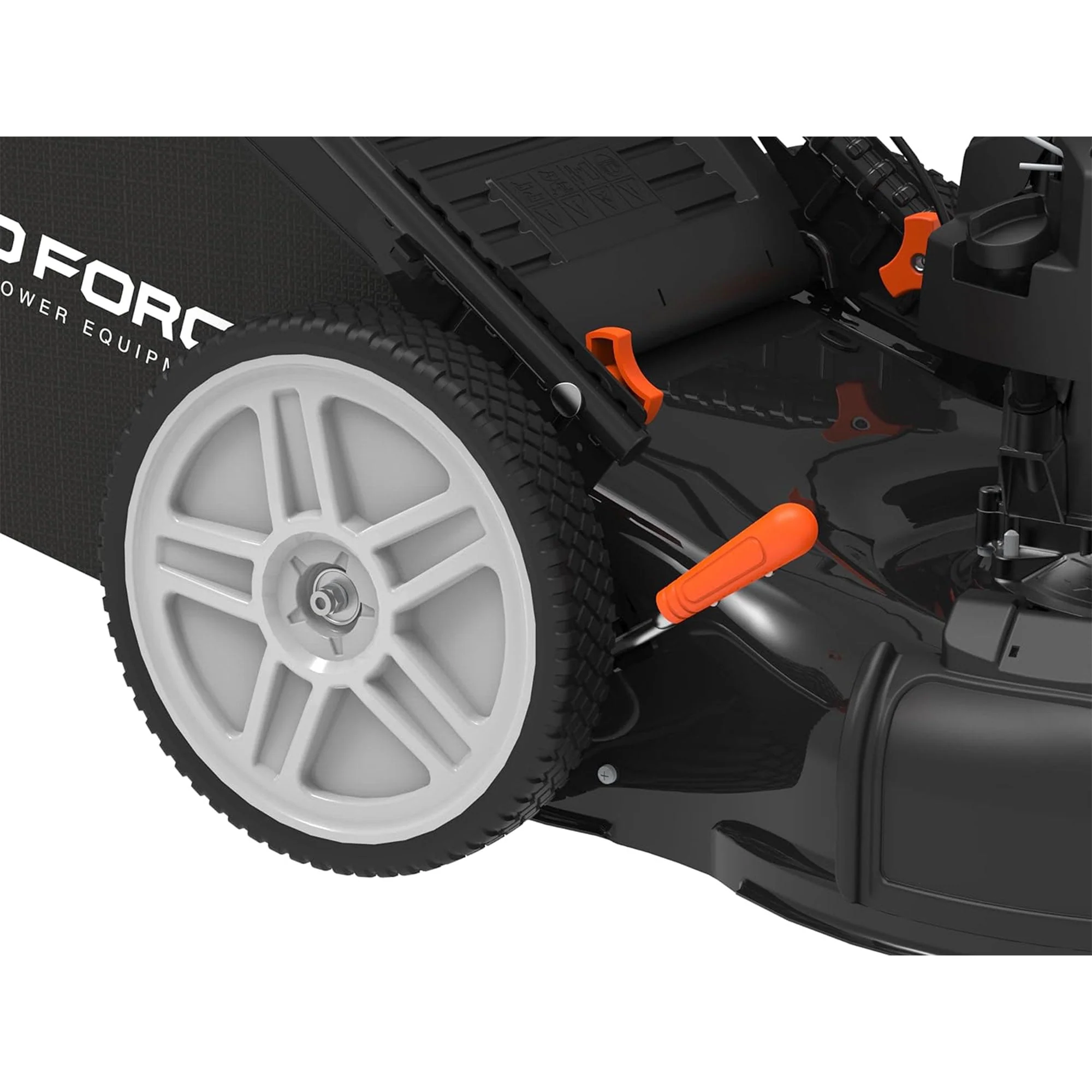 Yard Force Self Propelled Lawn Mower Briggs & Stratton 150cc Gas Engine 22-inch Steel Deck 3-in-1 mulch, bag, side discharge, 12-inch High Rear Wheels
