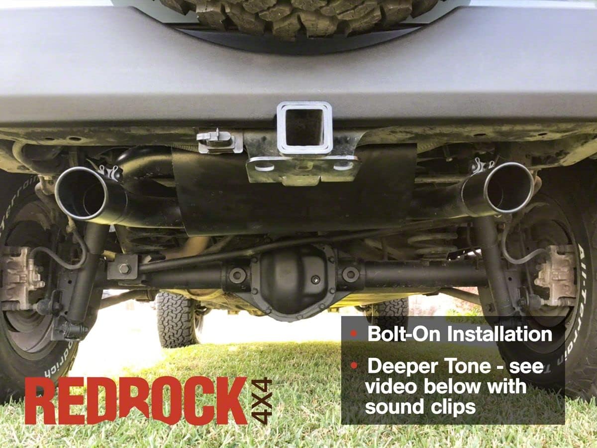 Redrock 4x4 Dual Outlet Axle-Back Exhaust with Black Tips Compatible with 07-18 Jeep Wrangler JK
