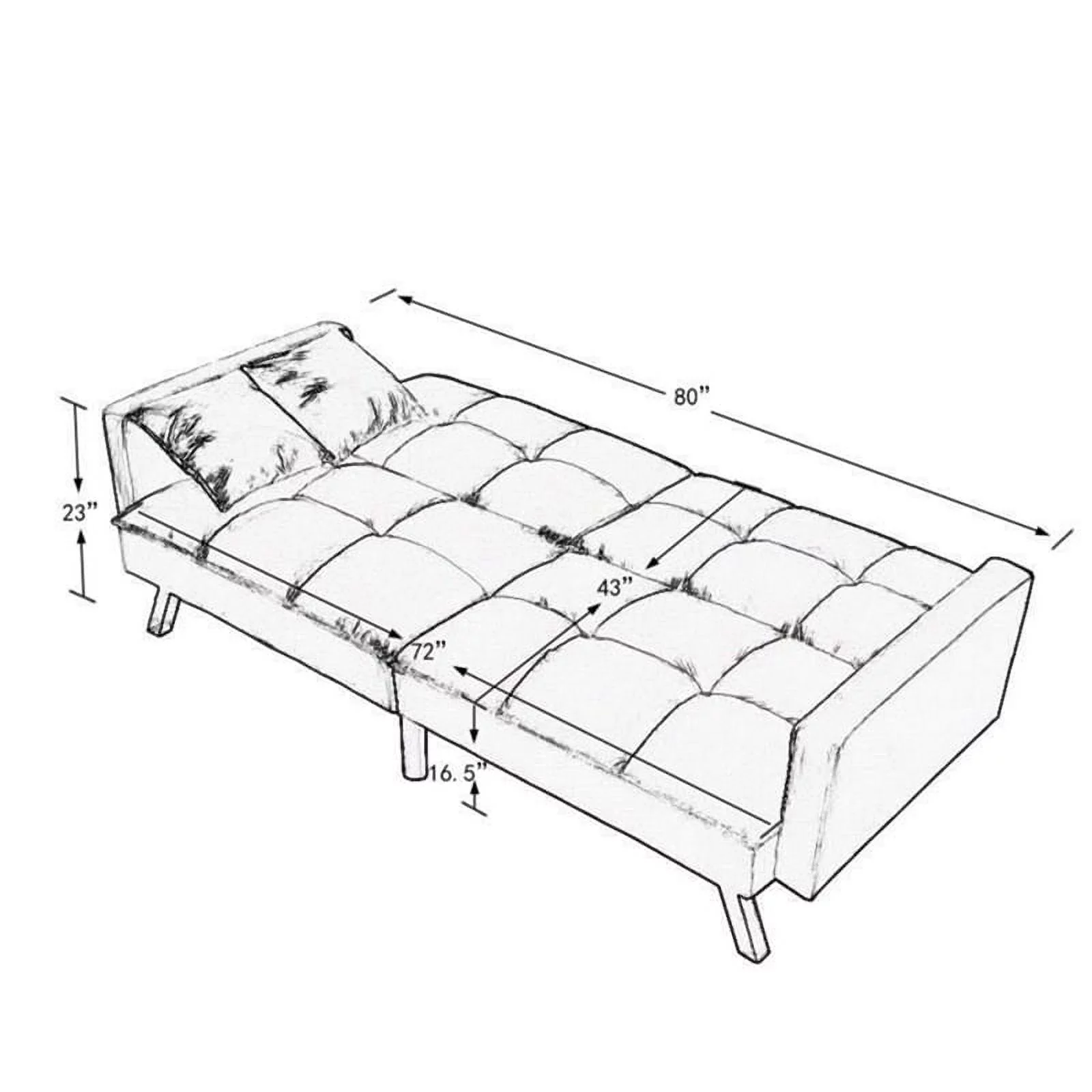 Legend Vansen 80" Convertible Wood & Velvet Fabric Sleeper Sofa Bed in Red